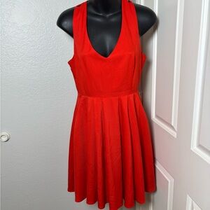 Buttons Vivid Red Sleeveless Mini Dress